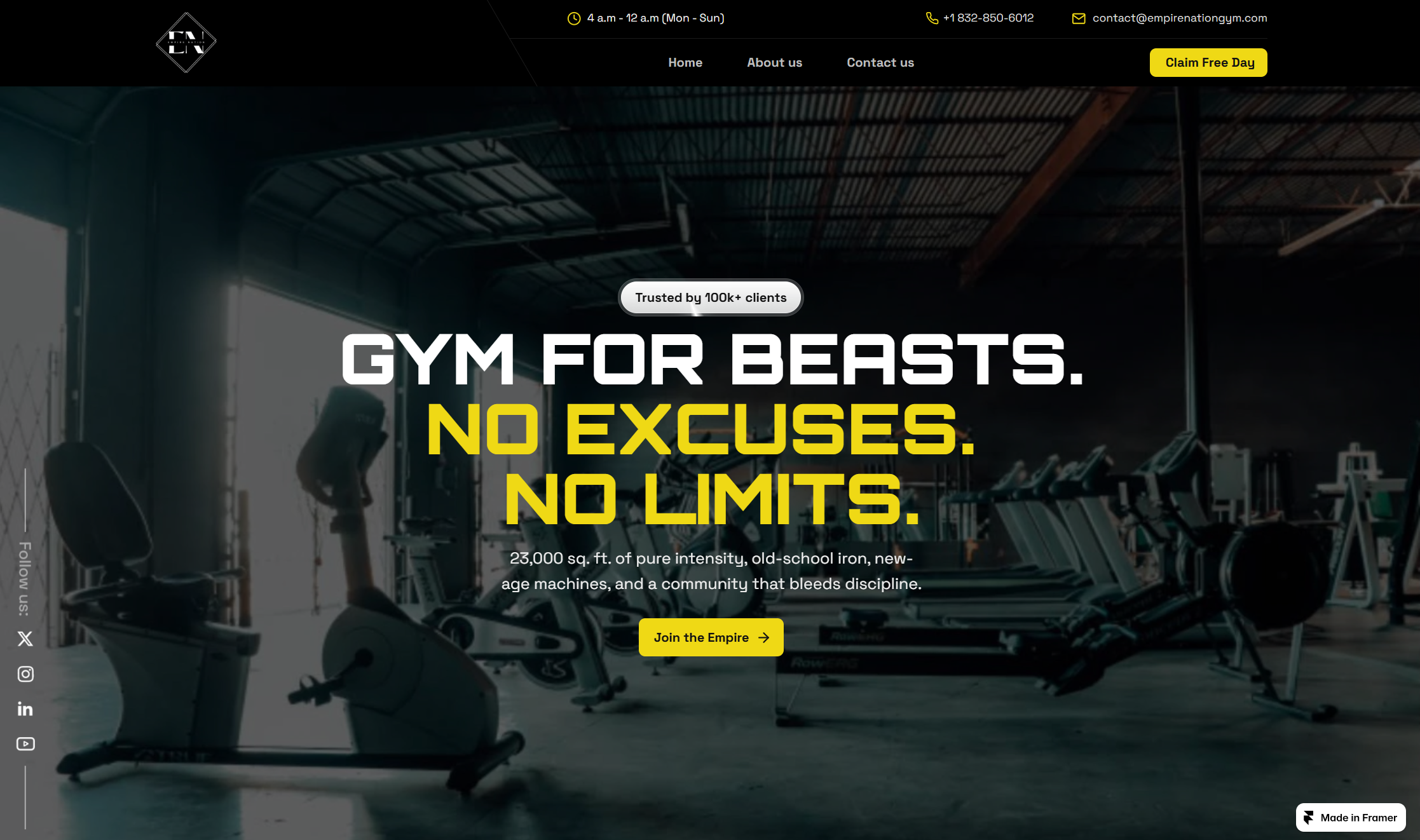 Empire Nation Gym Framer website