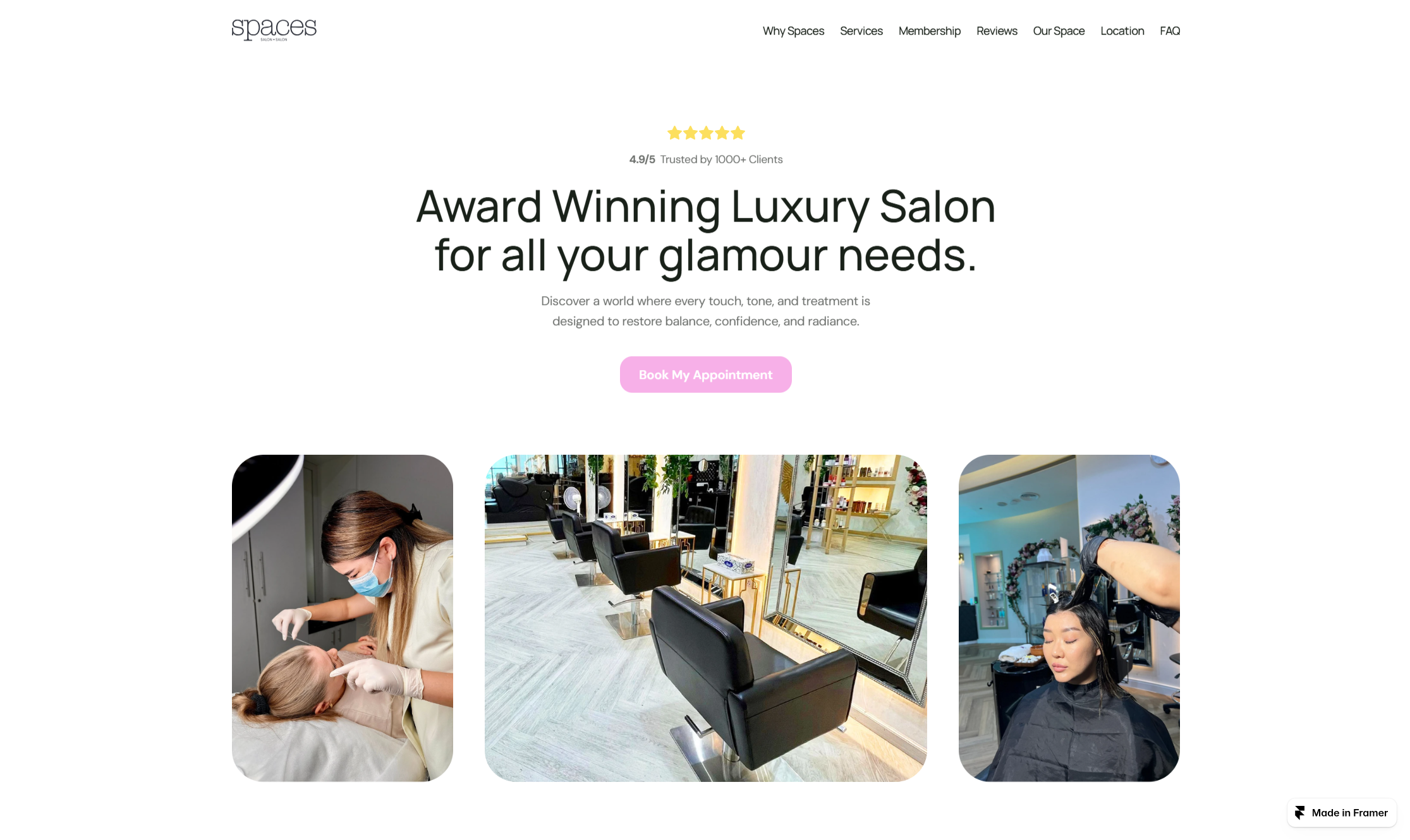 Spaces Salon Framer website